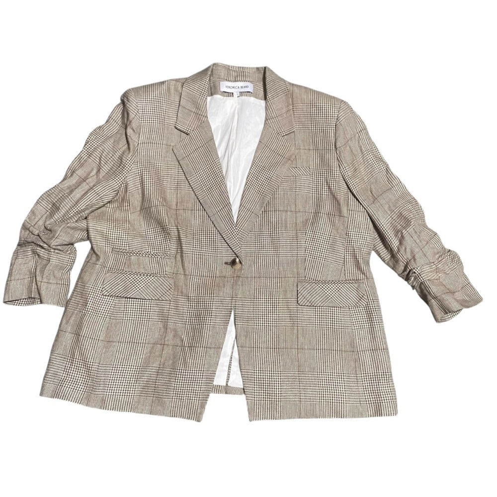 VERONICA BEARD Battista Prince of Wales checked linen and cotton-blend blazer 24 - Picture 10 of 15